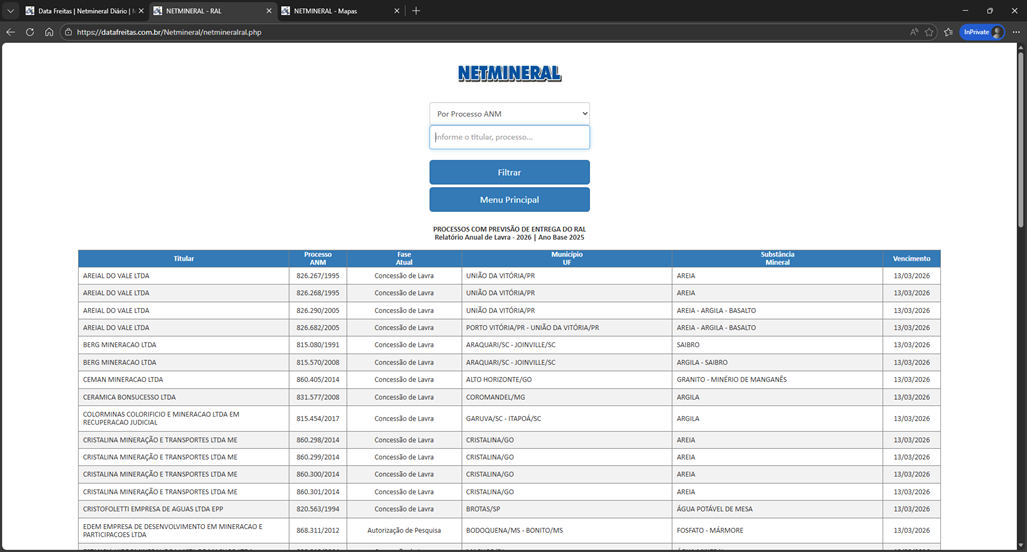 Tela 11 do Netmineral