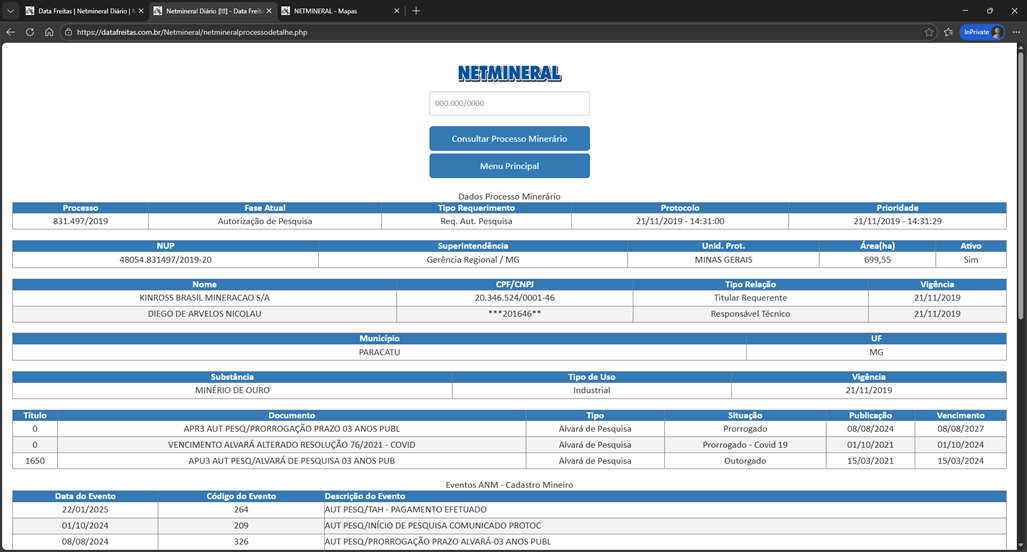 Tela 14 do Netmineral