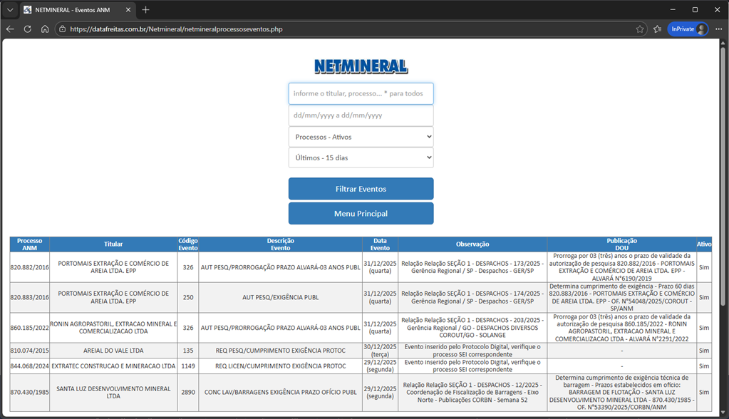 Tela 16 do Netmineral